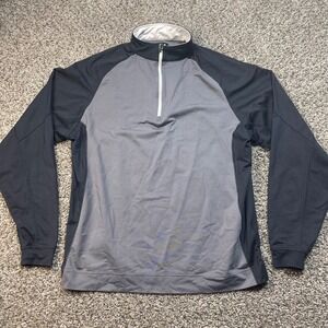 FootJoy Men's Large Golf Quarter Zip Pullover Grey Black Colorblock FJ Logo